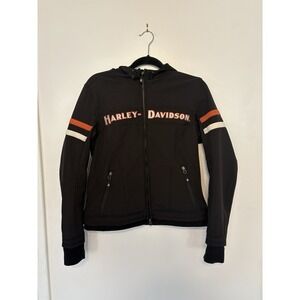 HARLEY-DAVIDSON MISS ENTHUSIAST SOFTSHELL JACKET M FULL ZIP HOODED EMBROIDERED
